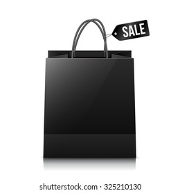 Vector Black Shopping Bag With Sale Tag