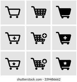 Vector black shopping cart icon set.