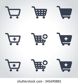 Vector black shopping cart icon set.