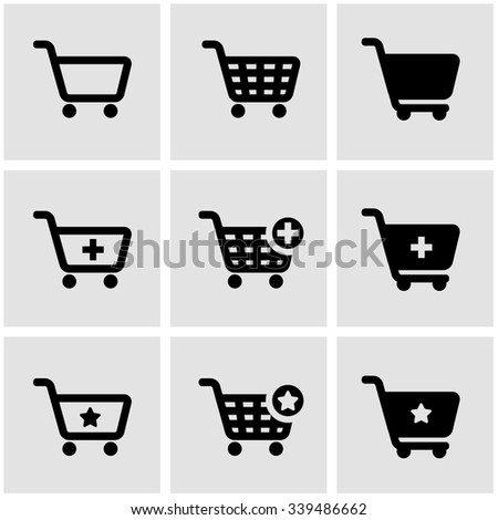 Vector black shopping cart icon set.