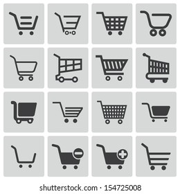 Vector black  shopping cart  icons set