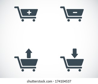 Vector black shopping cart icons set on white background