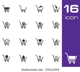 Vector black shopping cart icons set on white background