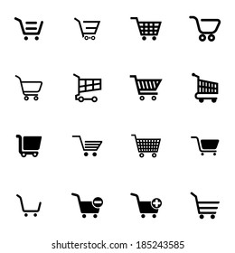 Vector black  shopping cart  icons set on white background