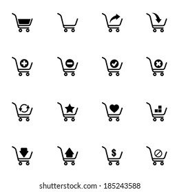 Vector black  shopping cart  icons set on white background