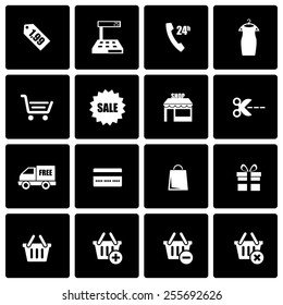 Vector black shopping icon set on black background