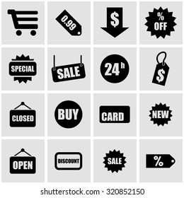 Vector black shopping icon set. 