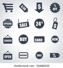 Vector black shopping icon set. 