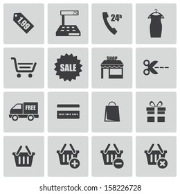 Vector black shopping icons set