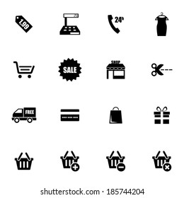 Vector black shopping icons set on white background