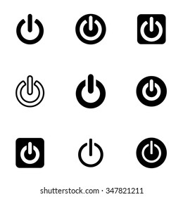 Vector Black Shut Down Icon Set.