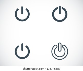 Vector black shut down icons set on white background