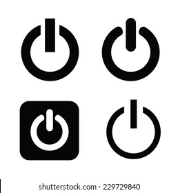 Vector Black Shut Down Icons Set On White