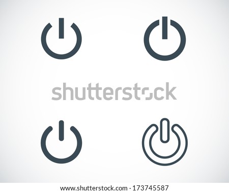 Vector black shut down icons set on white background