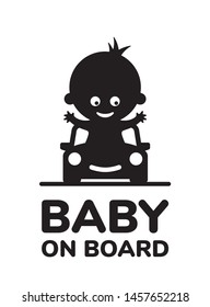 Vector black sign little boy in car with inscription Girl on board. Isolated on white background