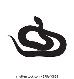 Vector black silhouette of an adder on white background