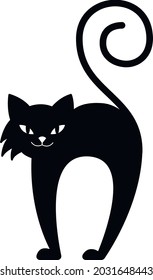 Vector Black Silhouette Angry Cat Monochrome Stock Vector (Royalty Free ...