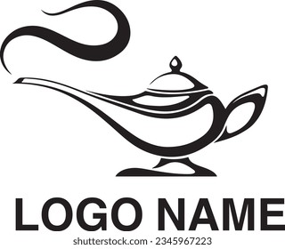 vector black silhouette an arabic genie lamp isolated white background symbolizing visual vision the logo