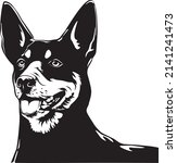 Vector black silhouette of australian kelpie dog head. Element for desidn card, illustration, poster, print about animals.