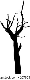 vector black silhouette of a bare tree