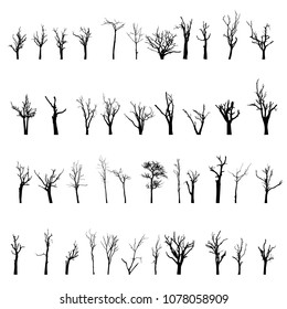 vector black silhouette of a bare tree