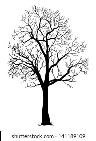 Vector Black Silhouette Bare Tree Stock Vector (Royalty Free) 141189109 ...