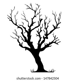 vector black silhouette of a bare tree