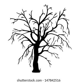 vector black silhouette of a bare tree