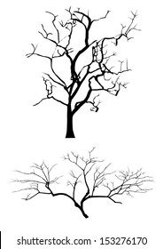 vector black silhouette of a bare tree