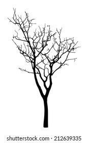 vector black silhouette of a bare tree