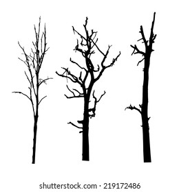 vector black silhouette of a bare tree