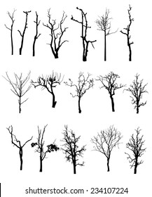 Vector Black Silhouette Bare Tree Stock Vector (Royalty Free) 234107224 ...