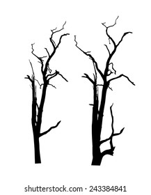 vector black silhouette of a bare tree