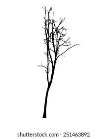 vector black silhouette of a bare tree