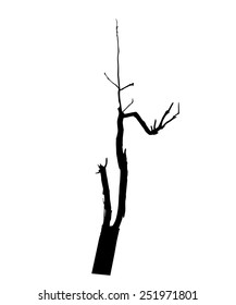 vector black silhouette of a bare tree