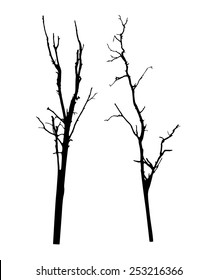vector black silhouette of a bare tree