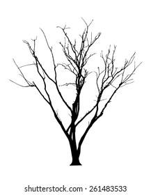 vector black silhouette of a bare tree