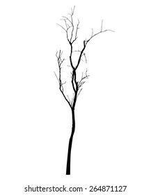 vector black silhouette of a bare tree