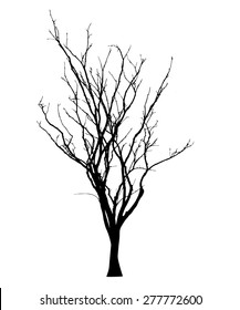 vector black silhouette of a bare tree