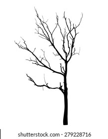 vector black silhouette of a bare tree