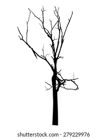 vector black silhouette of a bare tree