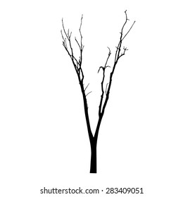 vector black silhouette of a bare tree
