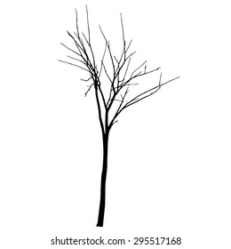 vector black silhouette of a bare tree