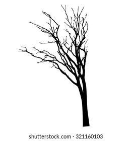 vector black silhouette of a bare tree