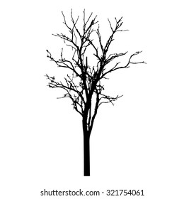 vector black silhouette of a bare tree