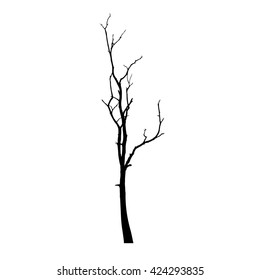 vector black silhouette of a bare tree
