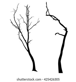 vector black silhouette of a bare tree