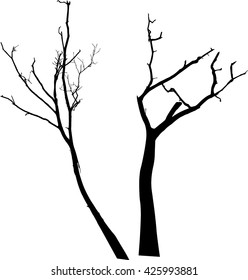 vector black silhouette of a bare tree