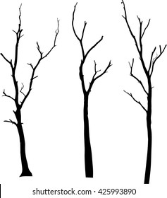 vector black silhouette of a bare tree