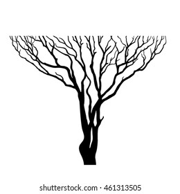 Vector black silhouette of a bare tree